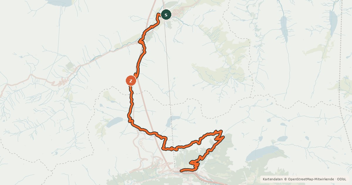 Kartenübersicht der Radroute Gottardo Bike Etappe 1 (Andermatt-Airolo)