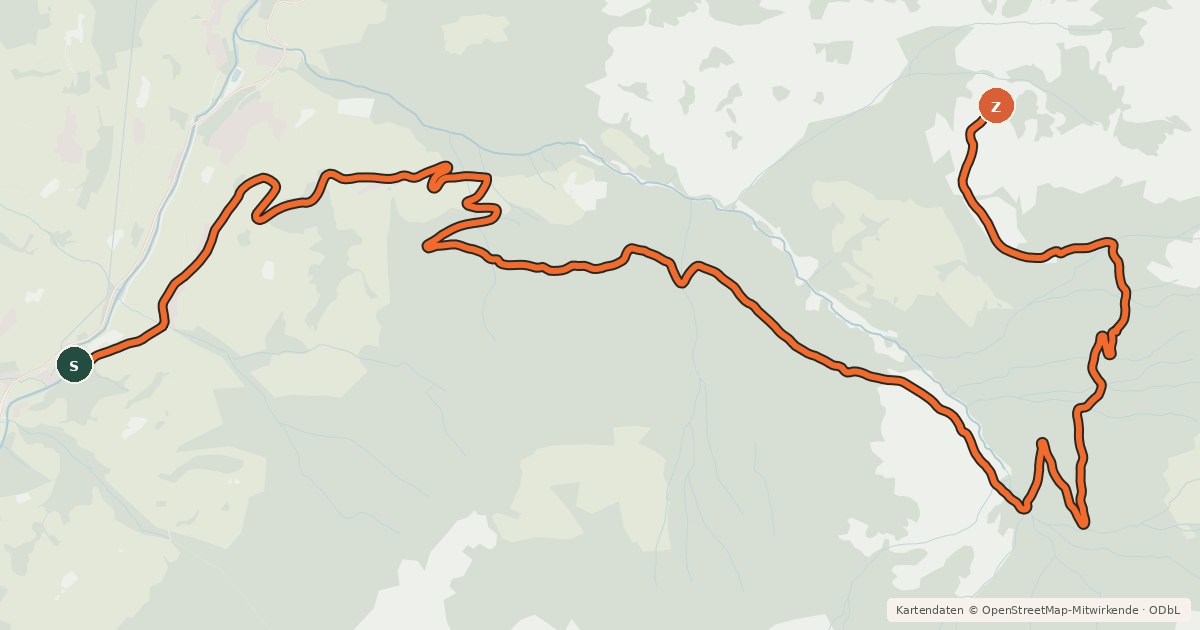 Kartenübersicht der Radroute GR 44 Großarl - Karseggalm