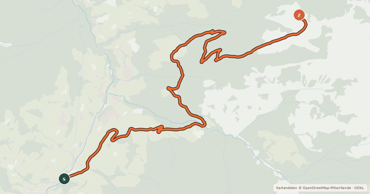 Kartenübersicht der Radroute GR 46 Großarl - Maurachalm
