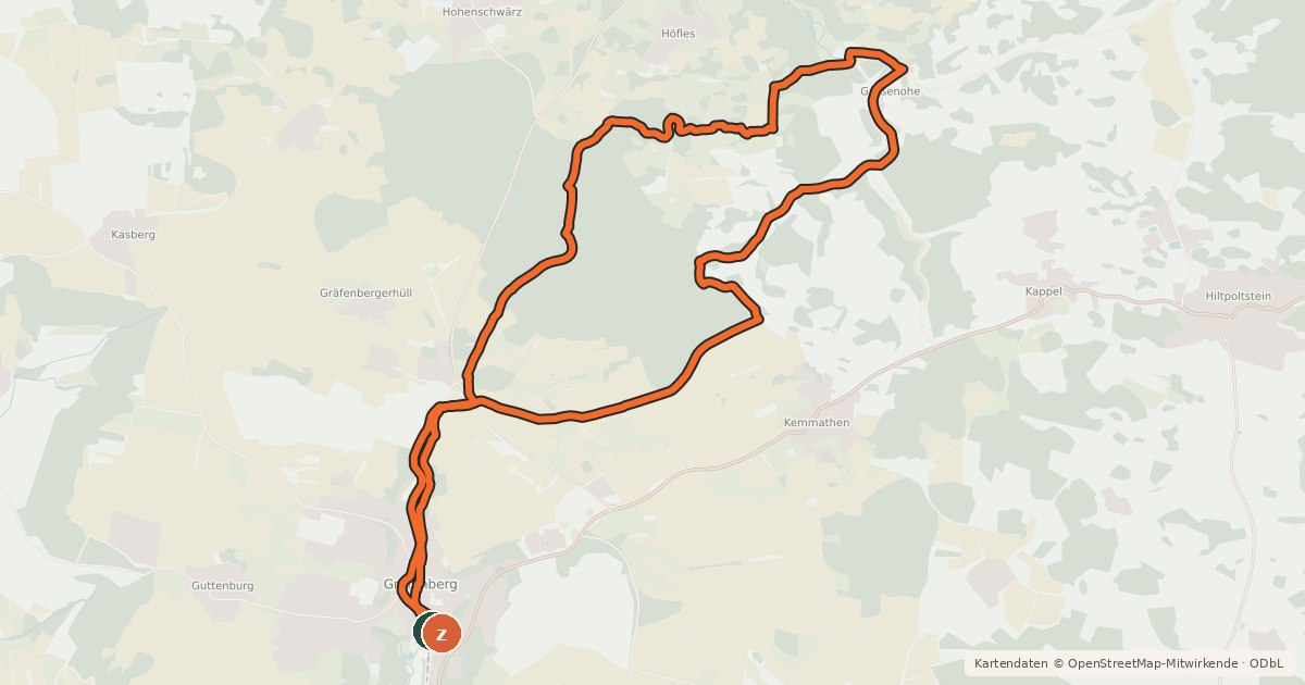 Kartenübersicht der Radroute Gräfenberger Ritter Ritt