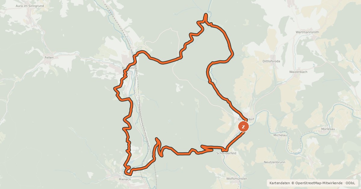 Kartenübersicht der Radroute Gräfendorf