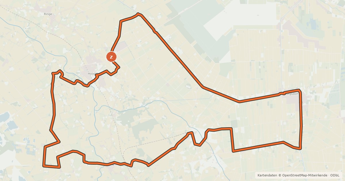 Kartenübersicht der Radroute Grafschafter Fietsentour, Rundroute 10