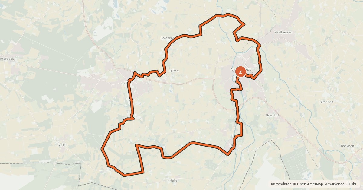Kartenübersicht der Radroute Grafschafter Fietsentour, Rundroute 15