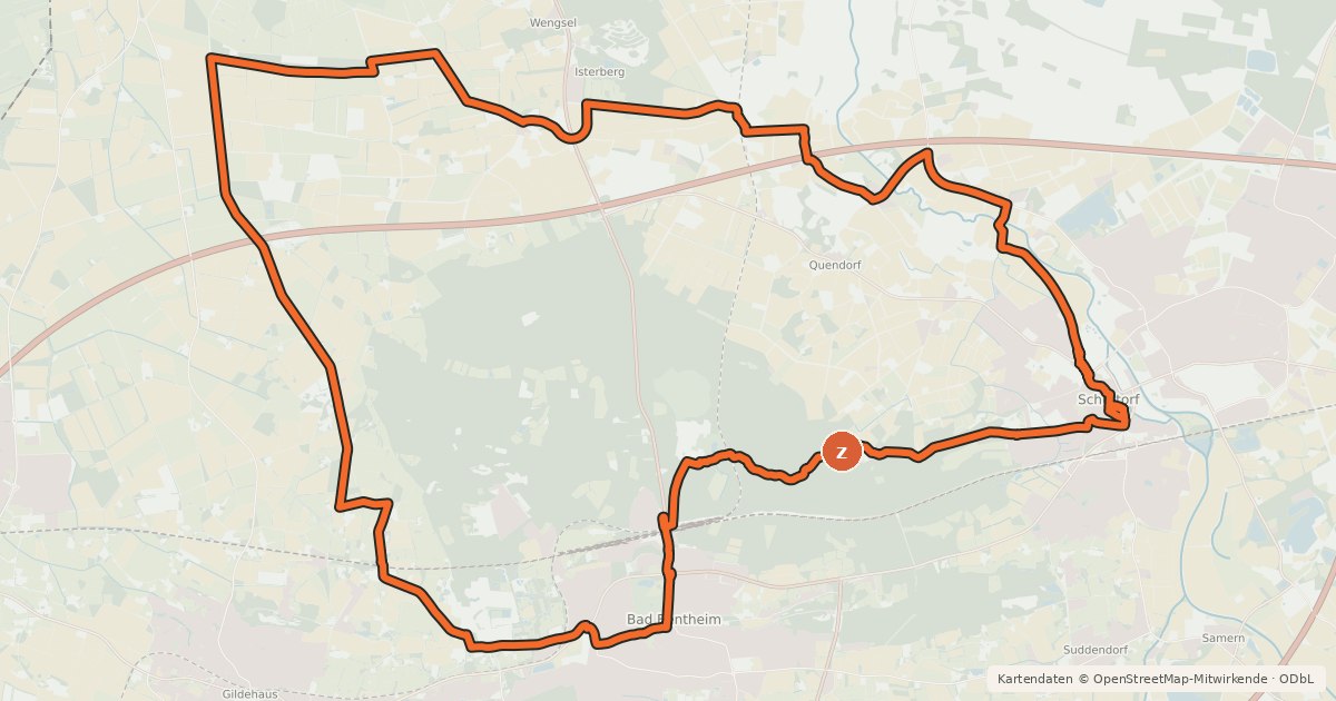 Kartenübersicht der Radroute Grafschafter Fietsentour, Rundroute 2
