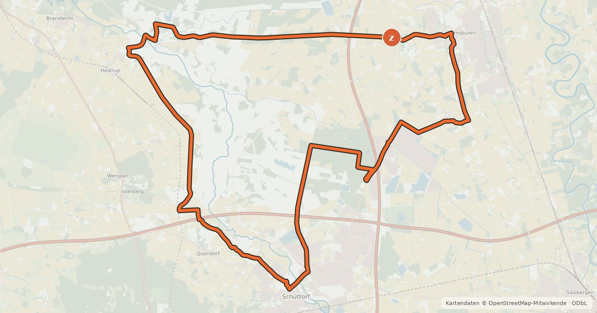 Kartenübersicht der Radroute Grafschafter Fietsentour, Rundroute 4
