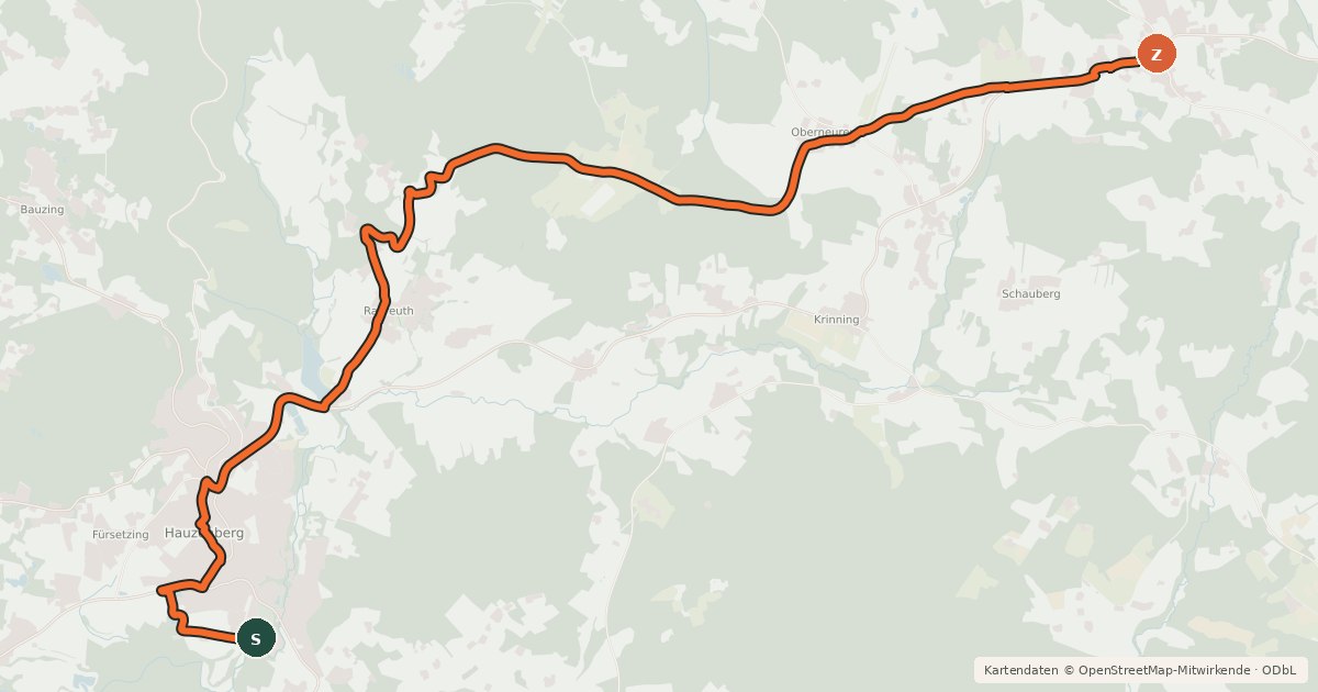 Kartenübersicht der Radroute Granit-Radweg