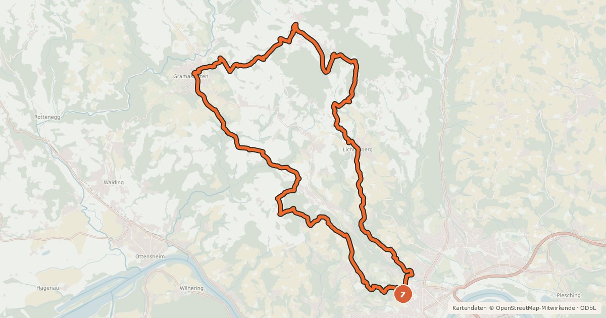 Kartenübersicht der Radroute Granitland-Süd