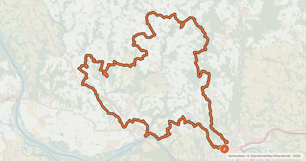 Kartenübersicht der Radroute Granitland-Süd