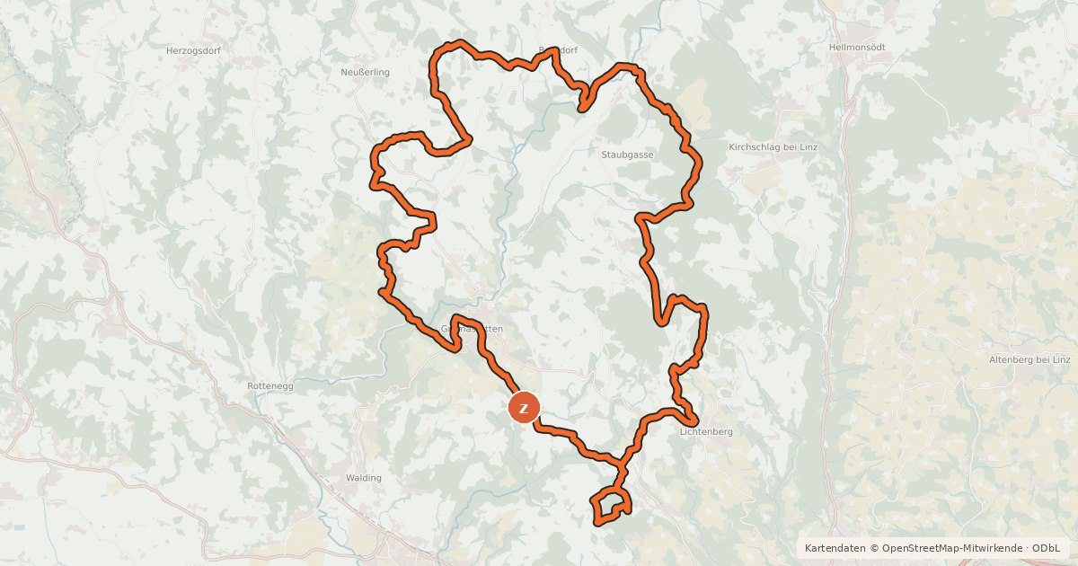 Kartenübersicht der Radroute Granitland-Süd