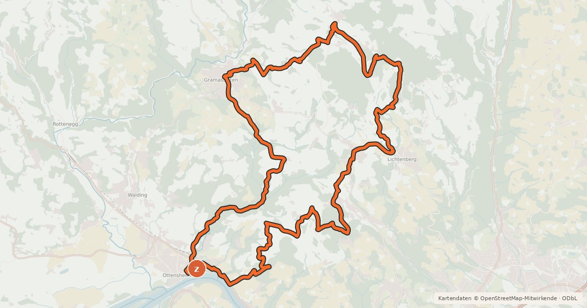 Kartenübersicht der Radroute Granitland-Süd