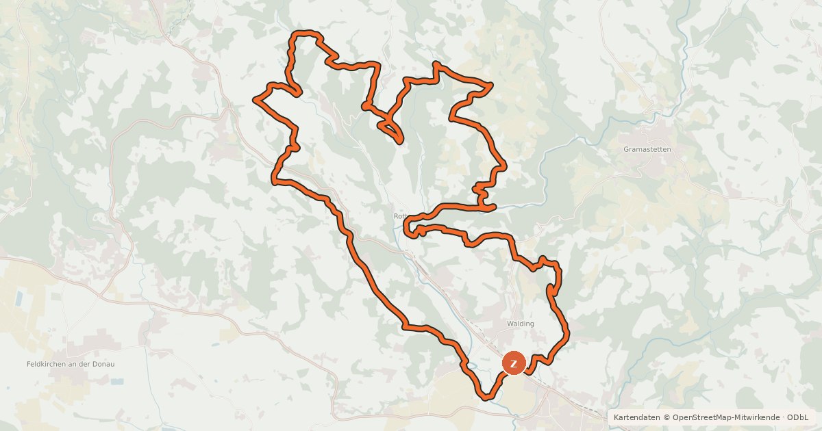 Kartenübersicht der Radroute Granitland-Süd