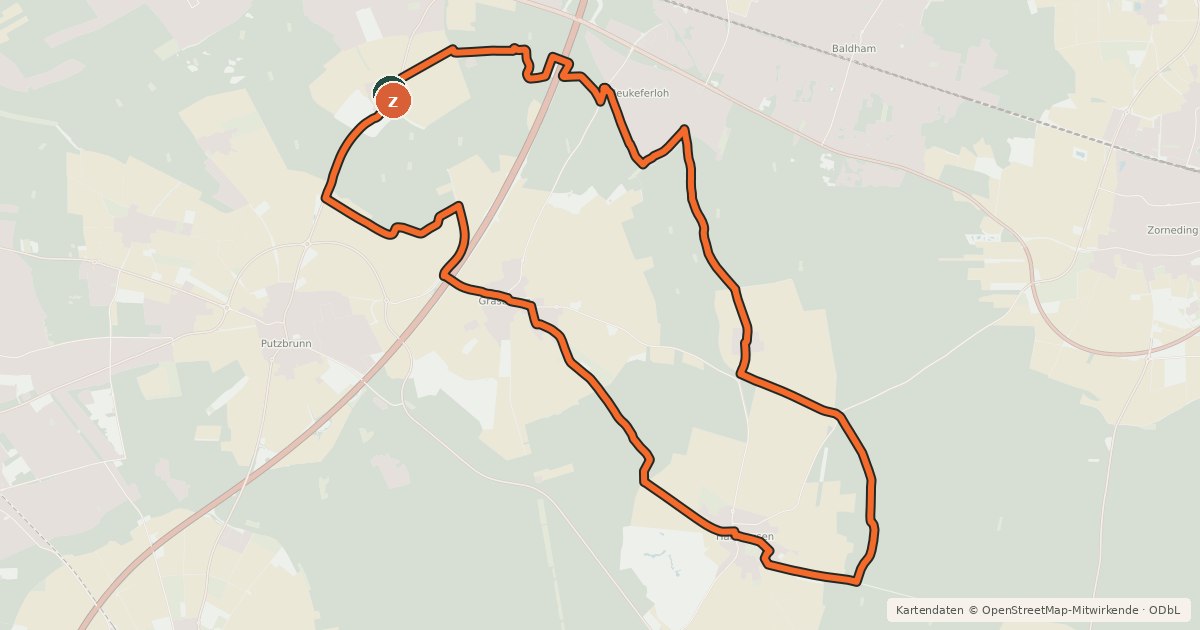 Kartenübersicht der Radroute Grasbrunner Radlrunde