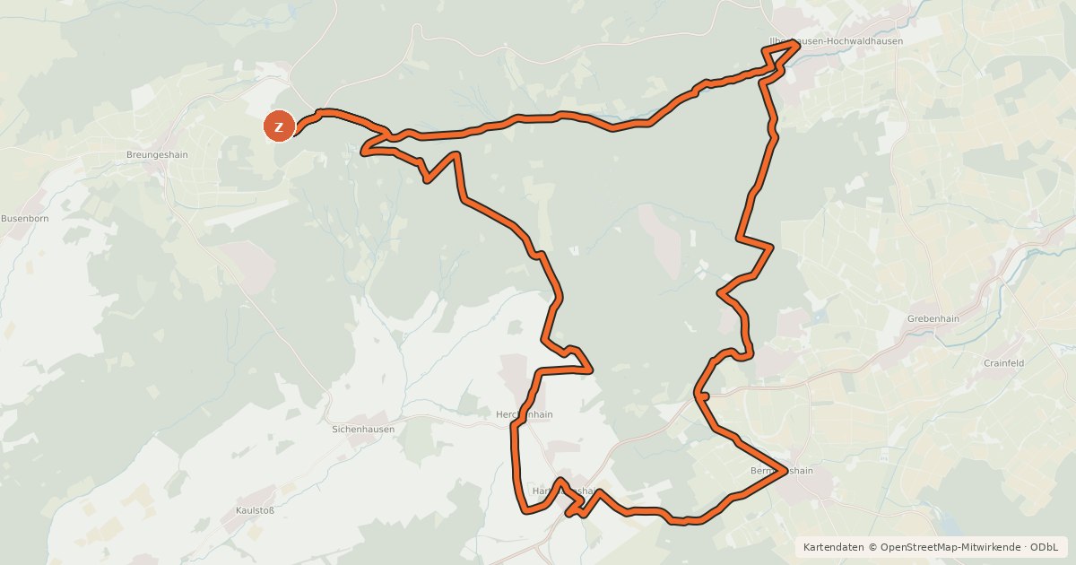 Kartenübersicht der Radroute Grebenhainer Runde