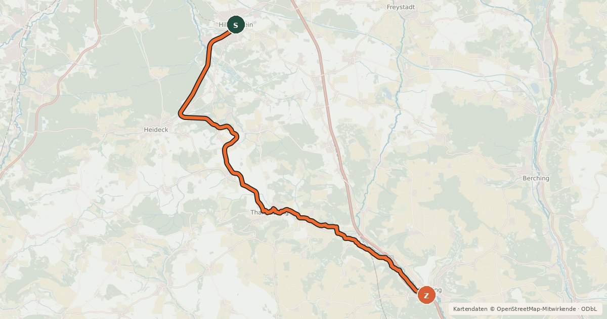 Kartenübersicht der Radroute Gredl-Radweg