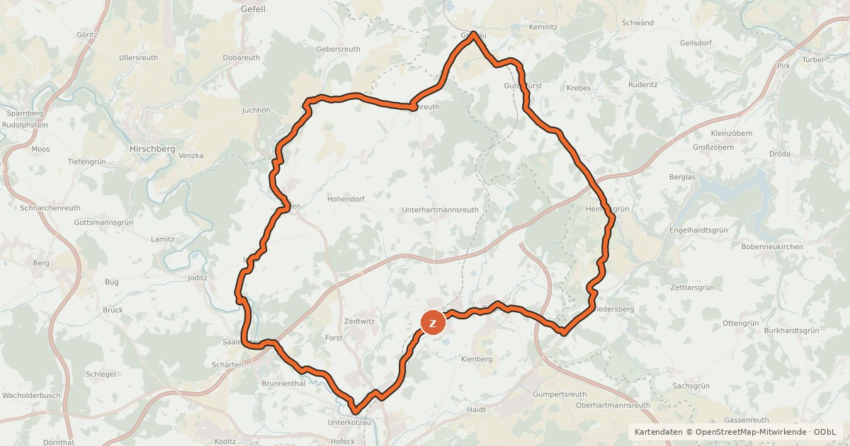 Kartenübersicht der Radroute Grenz-Tour 1 (HO 8)