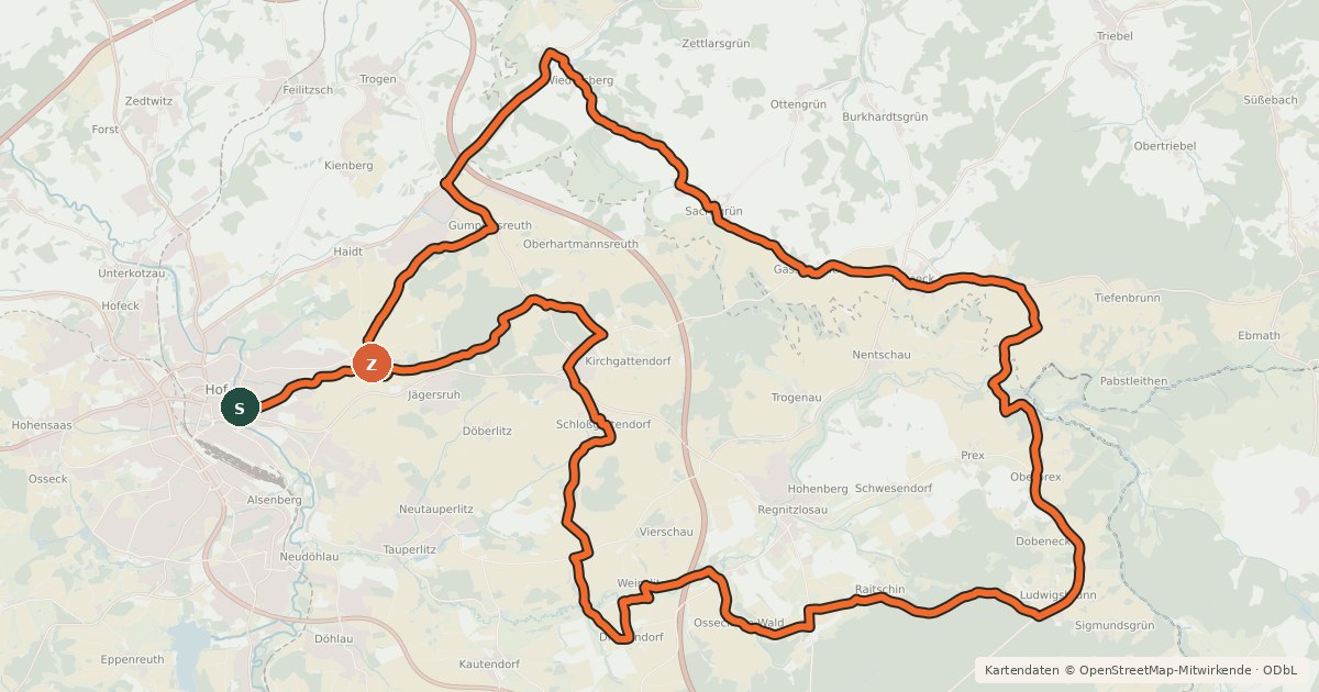 Kartenübersicht der Radroute Grenz-Tour 2 (HO 9)
