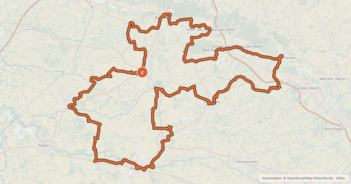 Kartenübersicht der Radroute Grenzgängerroute Teuto-Ems