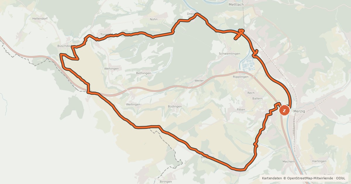 Kartenübersicht der Radroute Grenzland-Runde