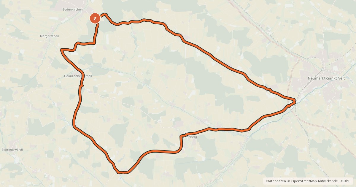 Kartenübersicht der Radroute Grenzland-Tour