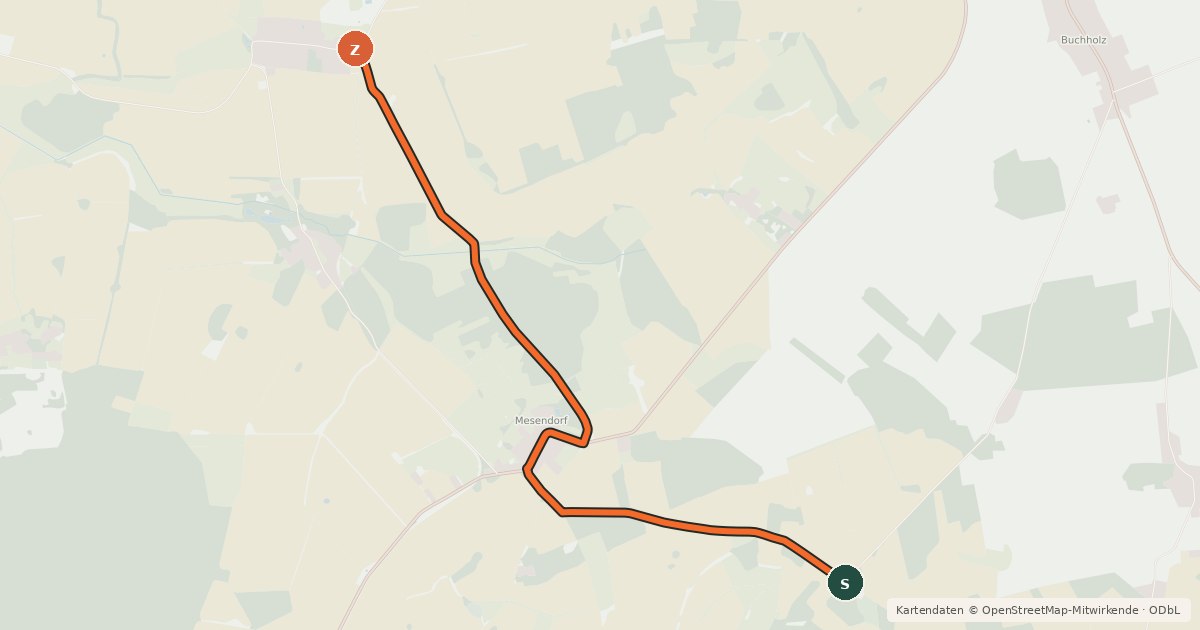 Kartenübersicht der Radroute Groß Pankow (64) - Groß Pankow (65)