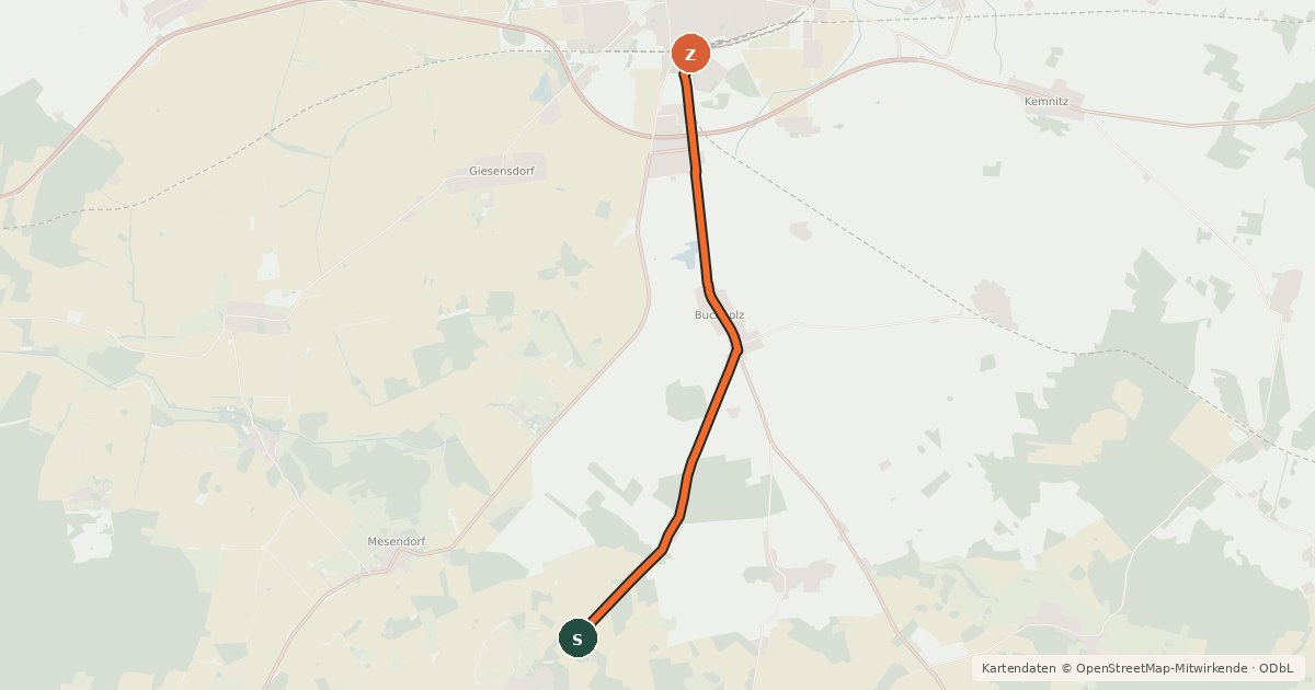 Kartenübersicht der Radroute Groß Pankow (64) - Pritzwalk (82)