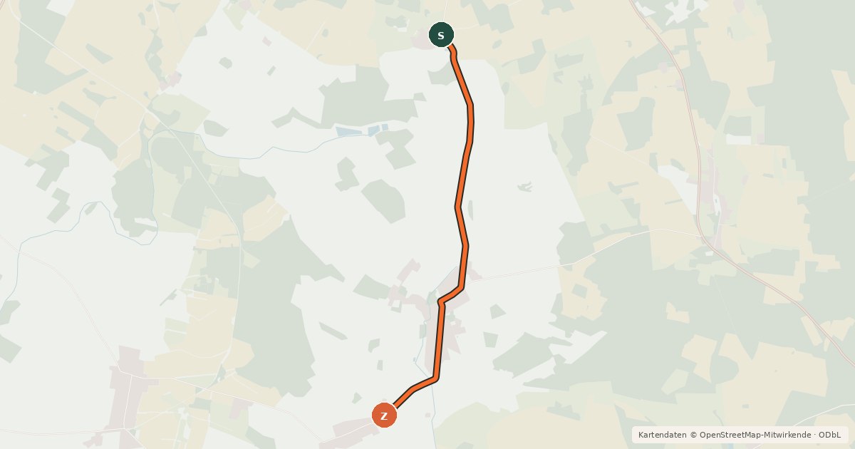 Kartenübersicht der Radroute Groß Pankow (66) - Groß Pankow (67)