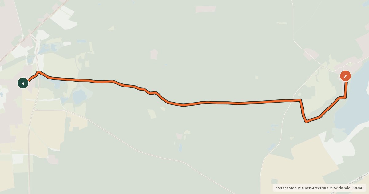 Kartenübersicht der Radroute Große Bernsdorfer Runde - Rückweg
