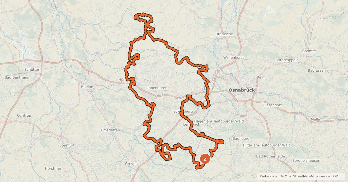 Kartenübersicht der Radroute Große NaTourismusroute Tecklenburger Land