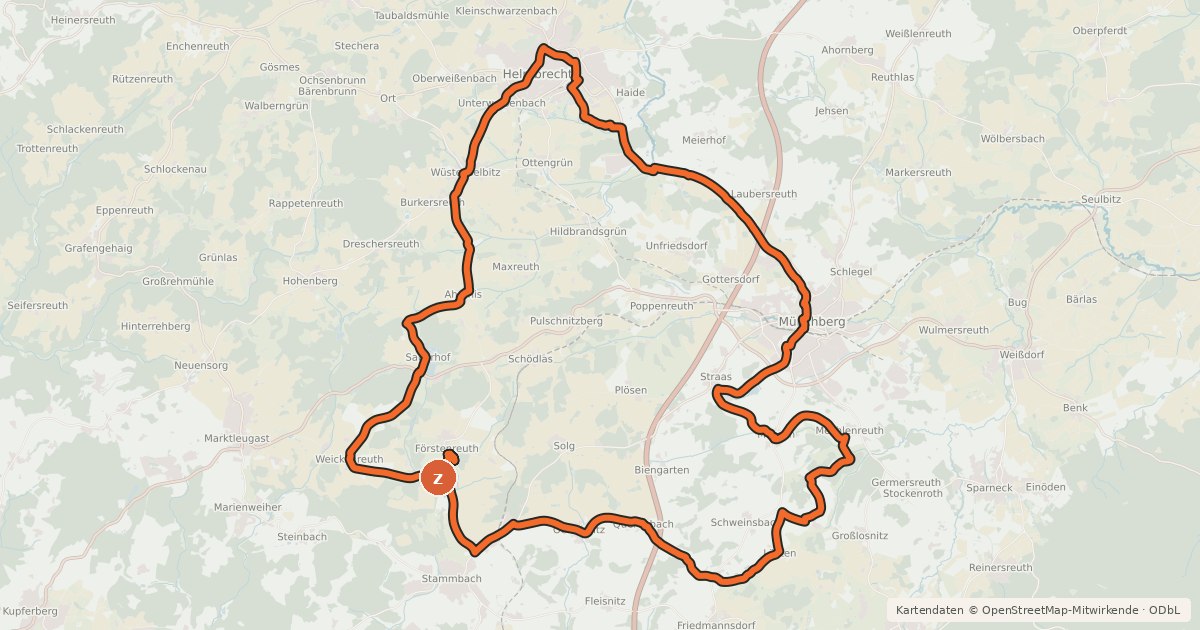Kartenübersicht der Radroute Große Textil-Tour (HO 5)