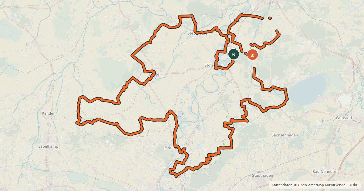 Kartenübersicht der Radroute Große Weserlandroute