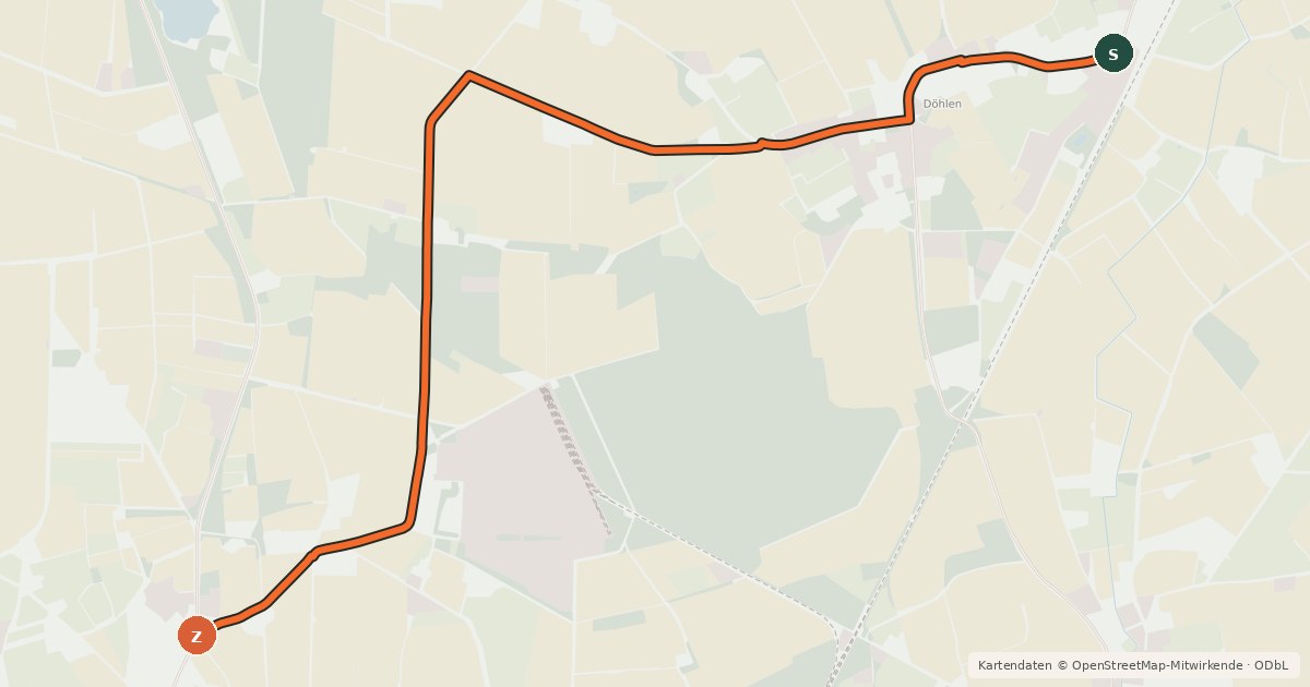 Kartenübersicht der Radroute Großenkneten (04) - Großenkneten (29)
