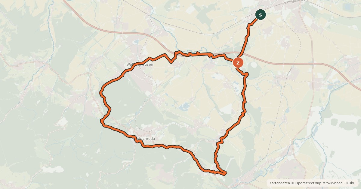 Kartenübersicht der Radroute Großes Dreieck