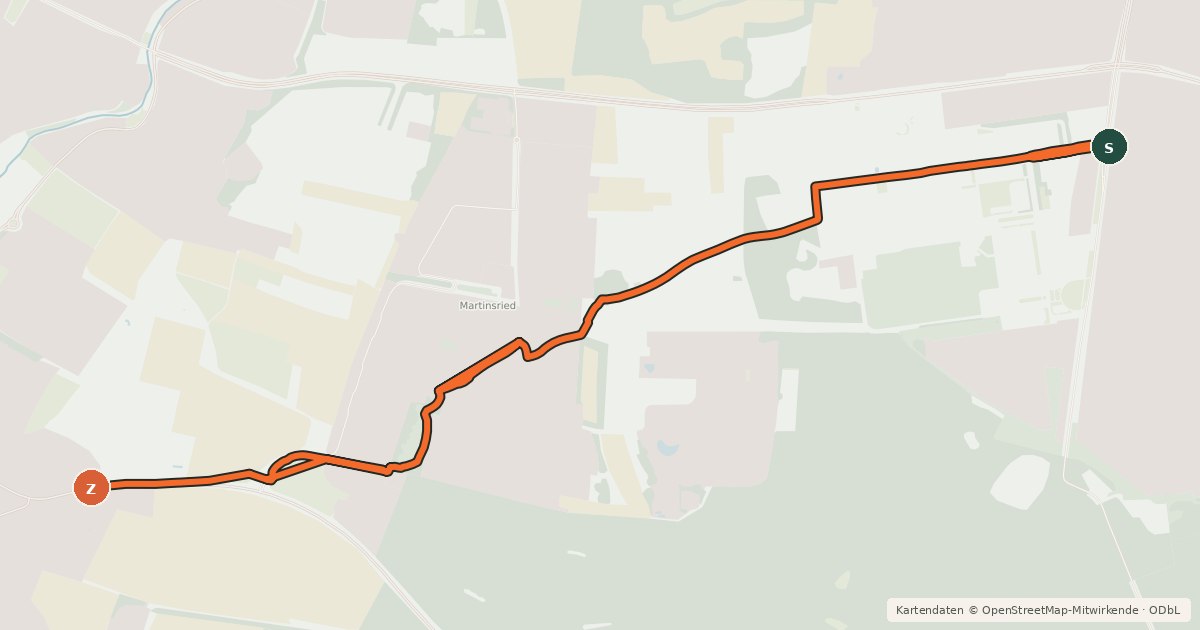 Kartenübersicht der Radroute Großhadern - Campus Martinsried - Planegg