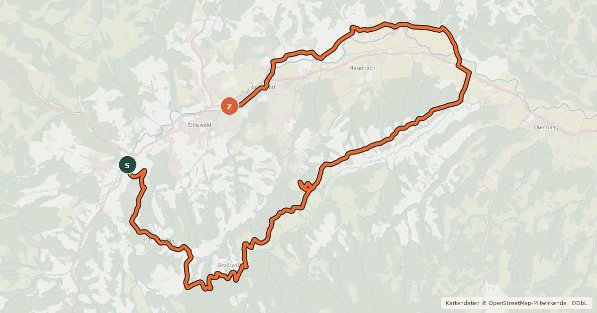 Kartenübersicht der Radroute Großradltour