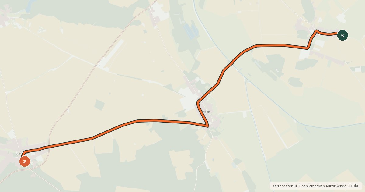 Kartenübersicht der Radroute Großtrappentour