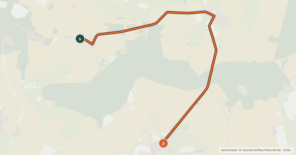 Kartenübersicht der Radroute Großwoltersdorf (36) - Sonnenberg (38)