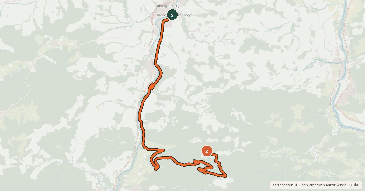 Kartenübersicht der Radroute Grünburger Hütte von Steinbach