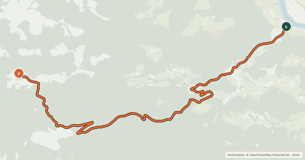 Kartenübersicht der Radroute Grünburger Hütte von Trattenbach