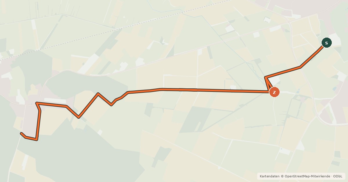 Kartenübersicht der Radroute Grüne Route Radweg Bederkesa