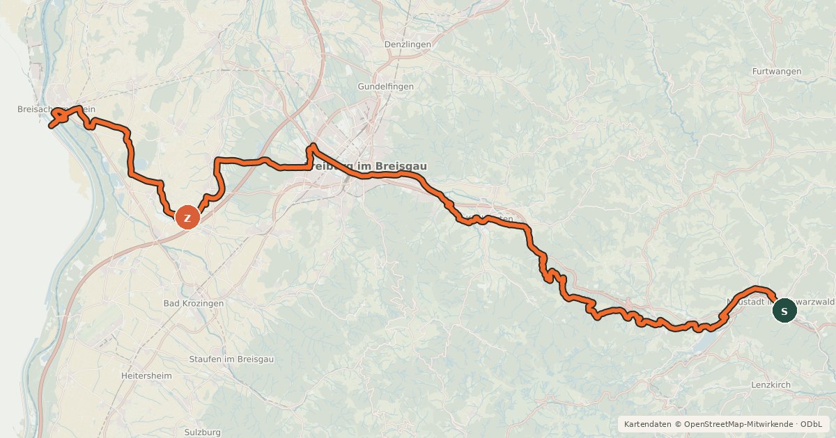 Kartenübersicht der Radroute Grüne Straße - Route Verte