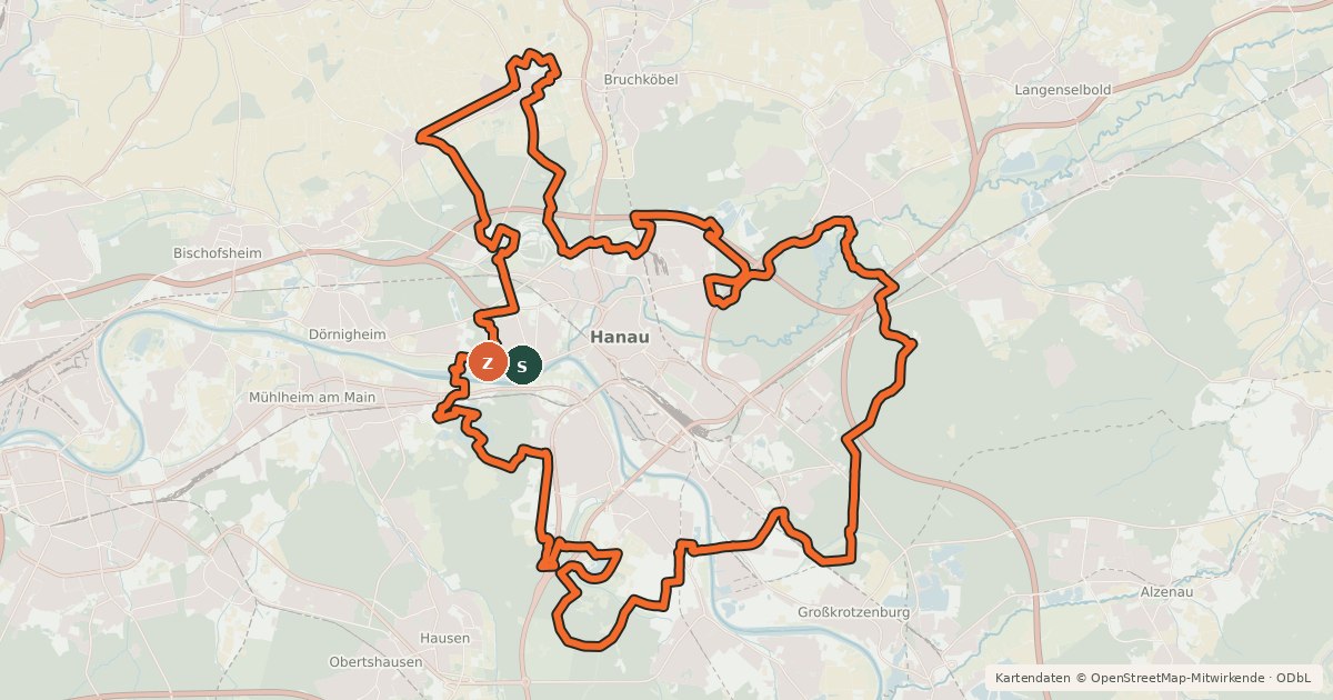 Kartenübersicht der Radroute Grüner Ring