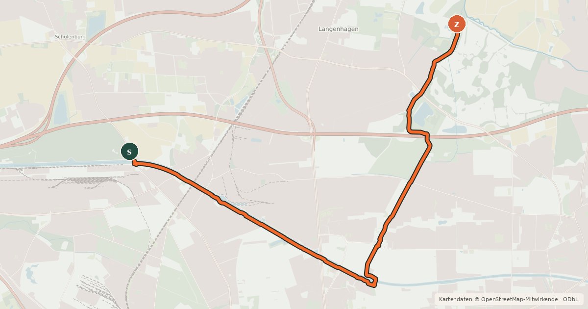 Kartenübersicht der Radroute Grüner Ring - Innenschleife Vahrenheide