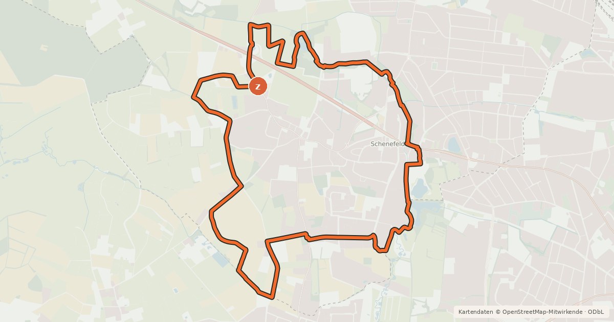 Kartenübersicht der Radroute Grüner Ring Schenefeld