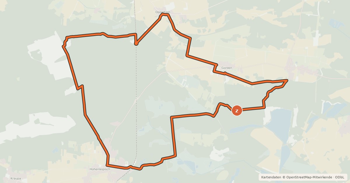 Kartenübersicht der Radroute Grünewalder Lauch-Tour (Westrunde)