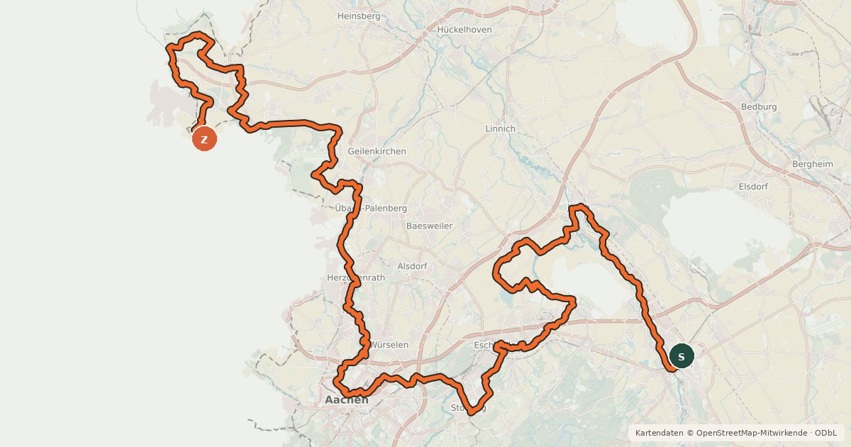 Kartenübersicht der Radroute Grünroute