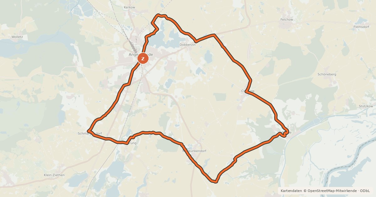 Kartenübersicht der Radroute Grützpott-Radrundweg
