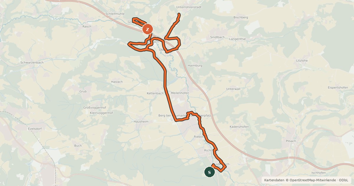 Kartenübersicht der Radroute Gstanzl-Radlweg