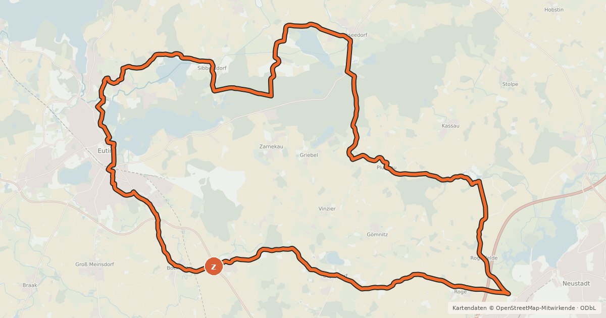 Kartenübersicht der Radroute Güter-Tour