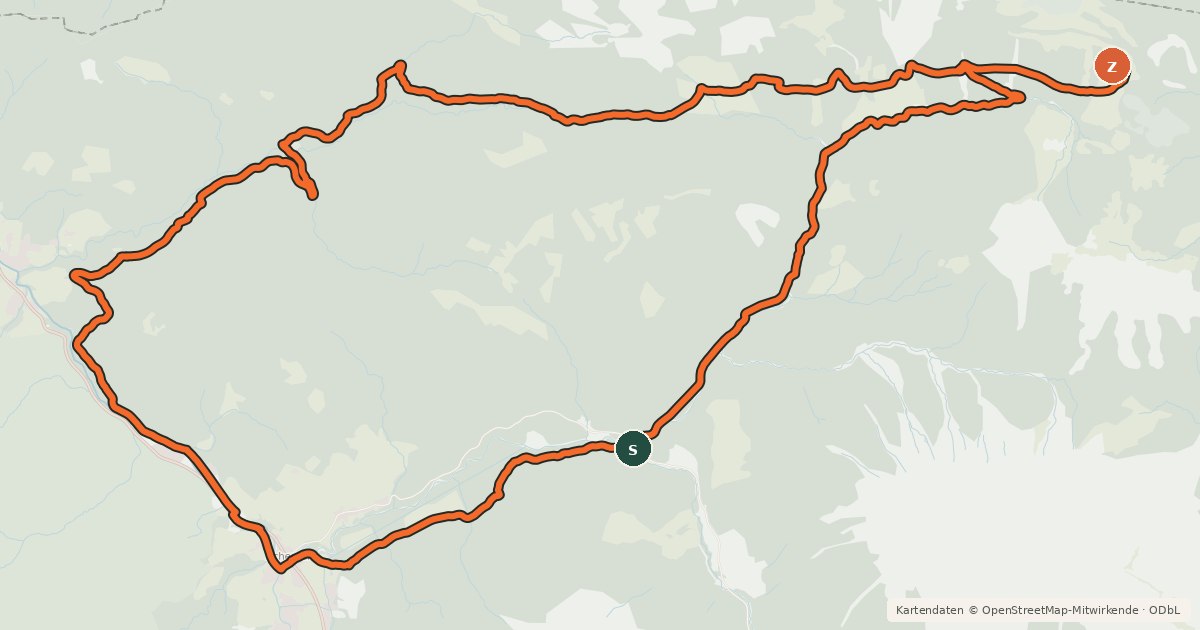 Kartenübersicht der Radroute Gufferthütte