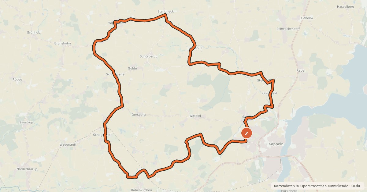 Kartenübersicht der Radroute GulyThingTörn